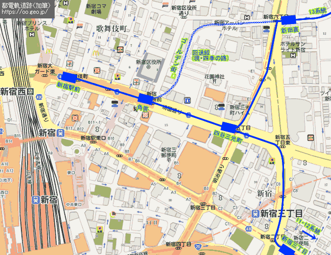 昭和44年（1969年）の都電の軌道 toden-map_01