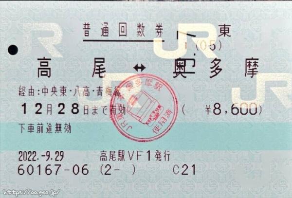 2022年9月末をもって発売終了したJR東日本の回数券